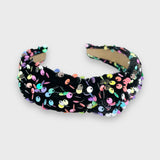 Neon Sequin Velvet Top Knot Headband