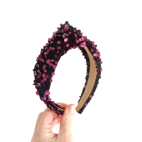 Merlot Sequin Velvet Headband