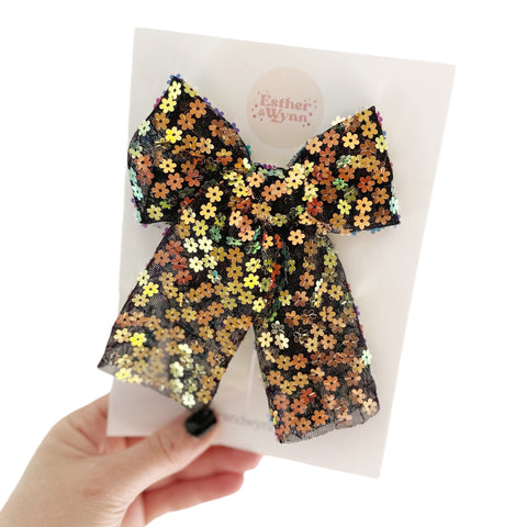Fall floral sequin bow