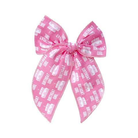 Pink Birthday Girl Fable Bow