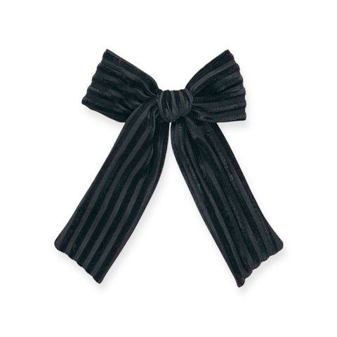 Black Velvet Stripe Longtail Bow