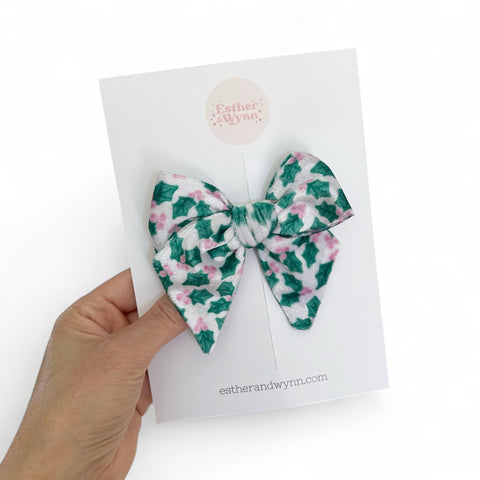 Holly Velvet Pinwheel Bow