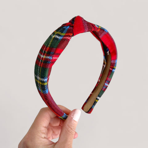 Red Plaid Knot Headband