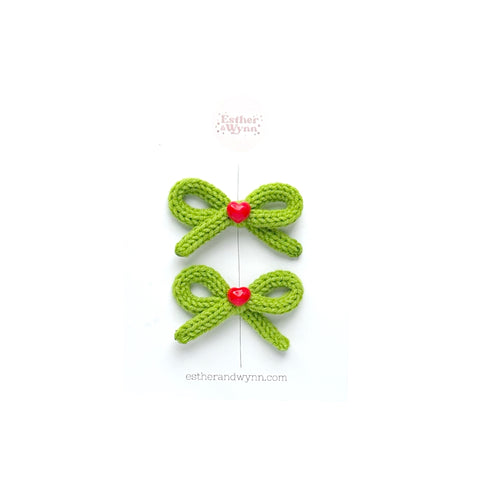 Grinch Green Knit Pigtail Set