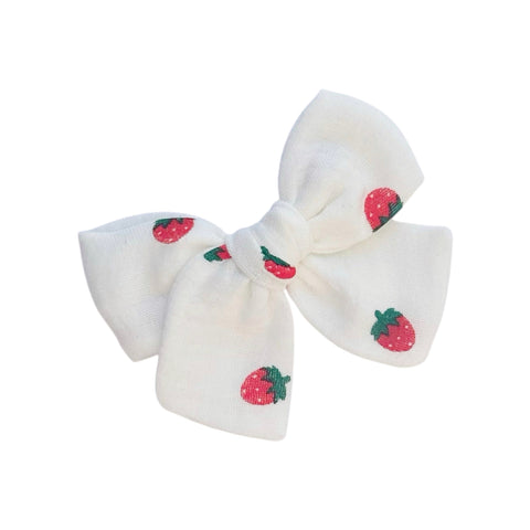 White Strawberry Gauze Pinwheel Bow