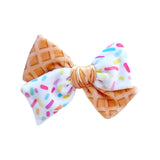 Ice Cream Cone Velvet Pinwheel Bow