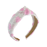 White & Pink Heart Sequin Knot Headband
