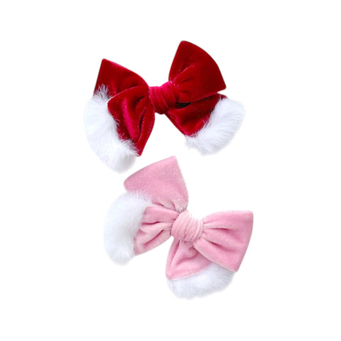 Red or Pink Santa Pinwheel Bow