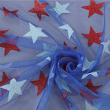 Blue Mesh Glitter Star Longtail Bow