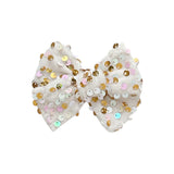 White Velvet Sequin Pinwheel Bow