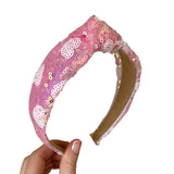 Light Pink Heart Sequin Knot Headband