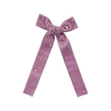 Purple Velvet Heart Gem Longtail Bow