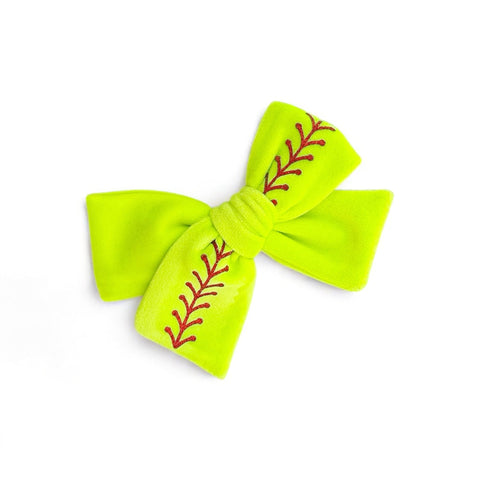 Softball Stitch Velvet Bow