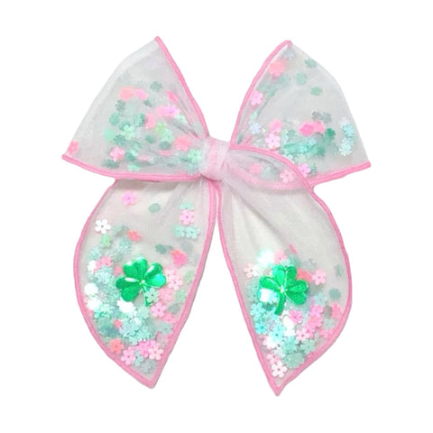 Large Pink & Green Shaker Fable Bow