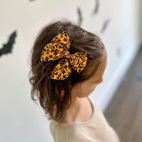 Orange & Black Floral Print Fable Bow