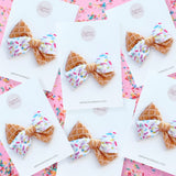 Ice Cream Cone Velvet Pinwheel Bow