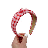 Red & Pink Plaid Knot Headband