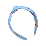 Blue Stripe Cherry Print Knot Headband