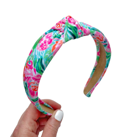 Summer Floral Watercolor Knot Headband