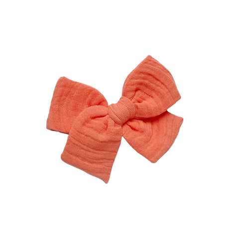 Tangerine Muslin Gauze Pinwheel Bow