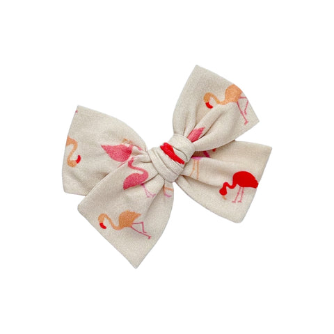 Flamingo Print Pinwheel Bow