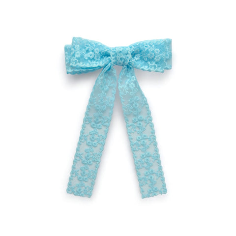 Large Blue Lace Longtail Bow