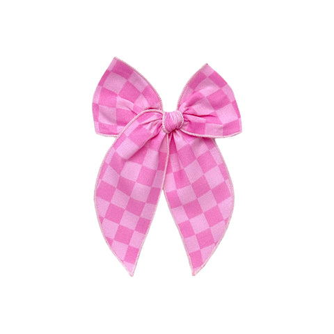 Pink Check Fable Bow