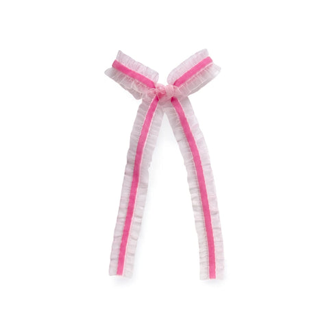 Pink Velvet Ruffle Longtail Bow