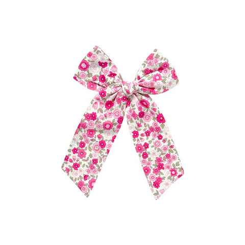 Pink Floral Longtail Bow