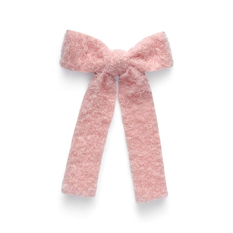 Large Pink Fuzzy Longtail Bow