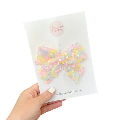 Pastel Rainbow Sequin Bow