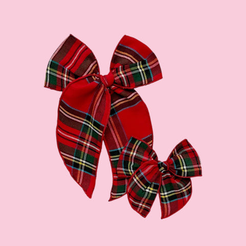 Red Christmas Plaid Fable Bow