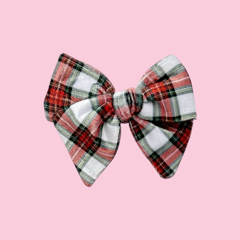 Holiday Plaid Velvet Bow