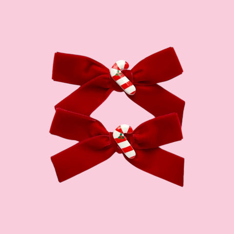 Red Velvet Candy Cane Pigtail Set