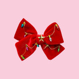 Red velvet Christmas Light Bow