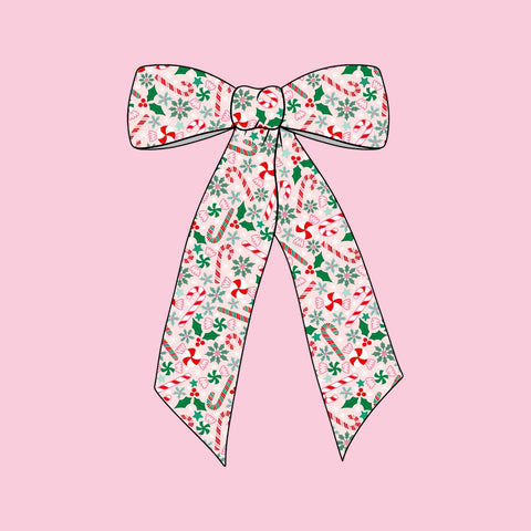 Pink Candy Cane Longtail Bow