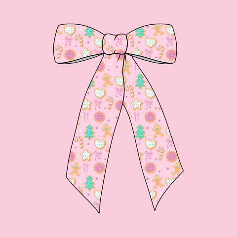 Pink Christmas Cookie Longtail Bow