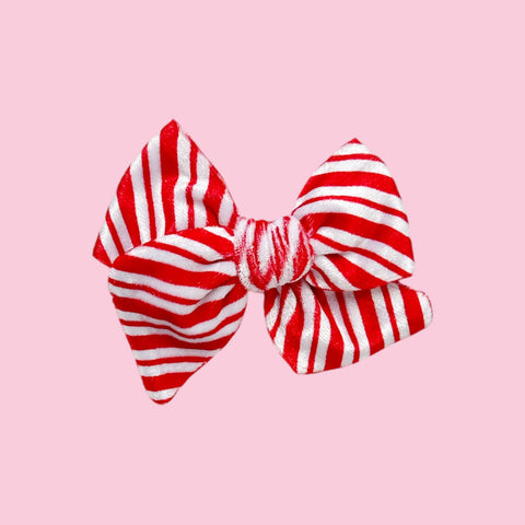 Candy Cane Stripe Velvet Pinwheel Bow