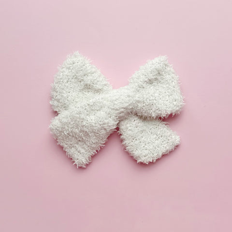 White Knit Pinwheel Bow