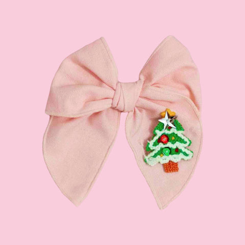 Pink Christmas Tree Patch Fable Bow