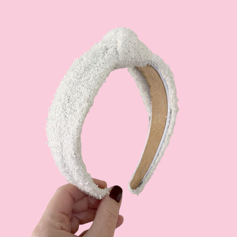 White Knit Knot Headband