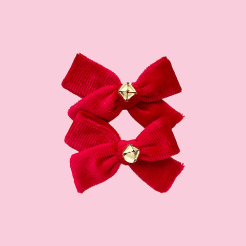 Red Velvet Jingle Bell Pigtail Set