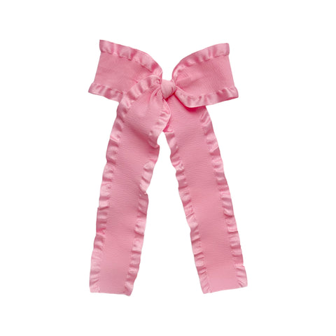 Pink Ruffle Longtail Bow