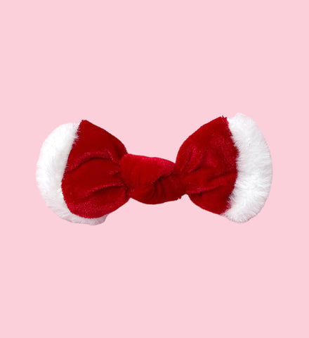 Red Santa Velvet Knot Bow
