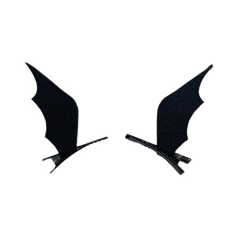 Black Bat Wing Felt Hair Clip Set
