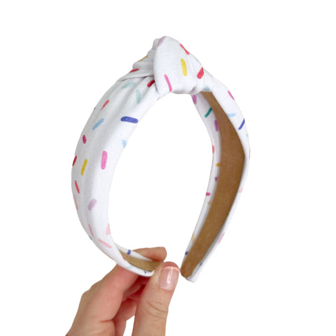 White Sprinkle Knot Headband