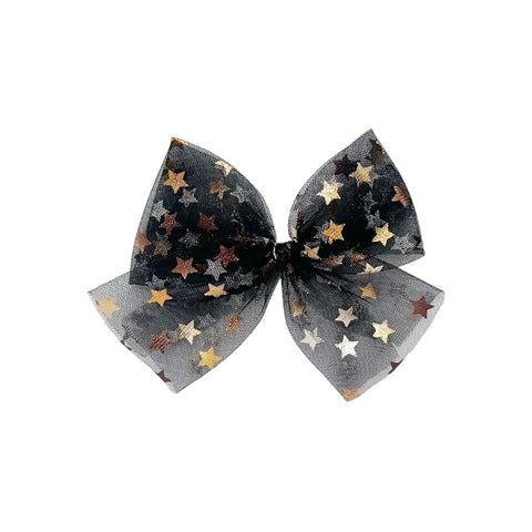 Black Tulle Gold Star Bow