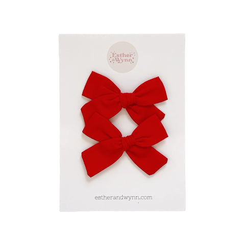 Red Pigtail Bow Set