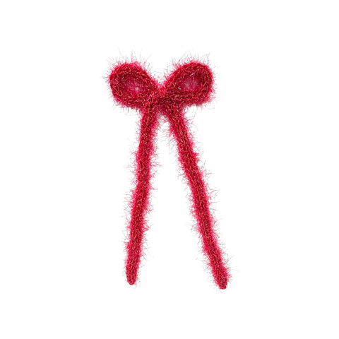 Red Tinsel Longtail Knit Bow
