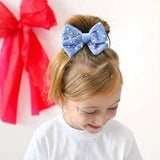 Blue Flag & Star Velvet Bow